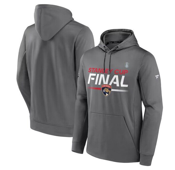 Men's Florida Panthers Gray 2023 Stanley Cup Final Authentic Pro Pullover Hoodie